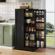 Armoire de cuisine con illuminazione LED a sensore - Xylo - 120x60x40 cm - Nero - 2 porte, ripiani e scomparti regolabili