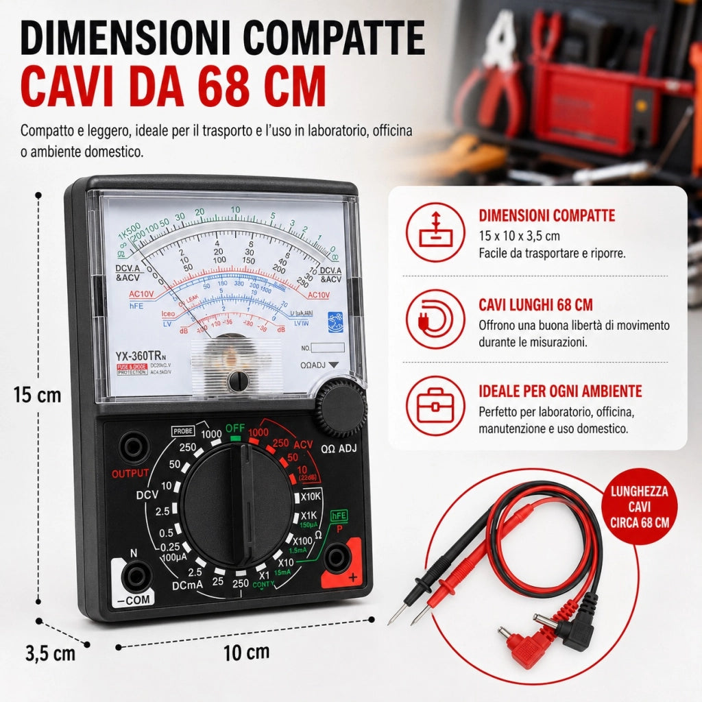 Multimetro Tester Analogico con Cavi e Puntali YX-360TRN