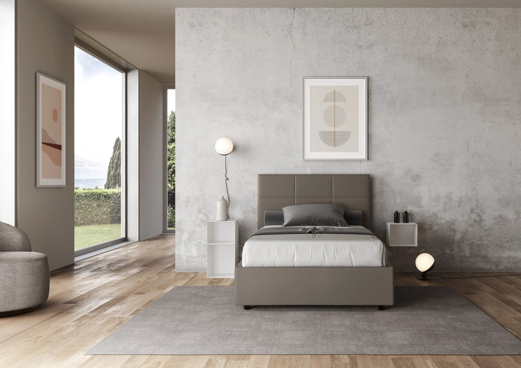 Letto 1 Piazza e Mezzo 120x210 cm con Rete Mika Cappuccino