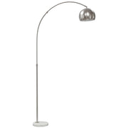 Lampada da terra, design ad arco con base in marmo, 167 cm, argento