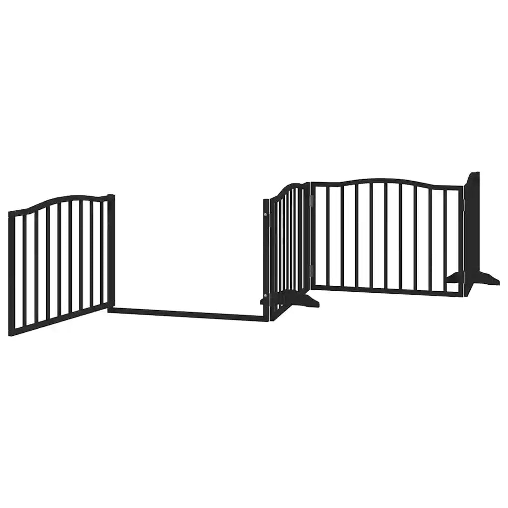 Cancello Cani Porta Pieghevole Nero 8 Pannelli 640 cm Pioppo CFW6112668
