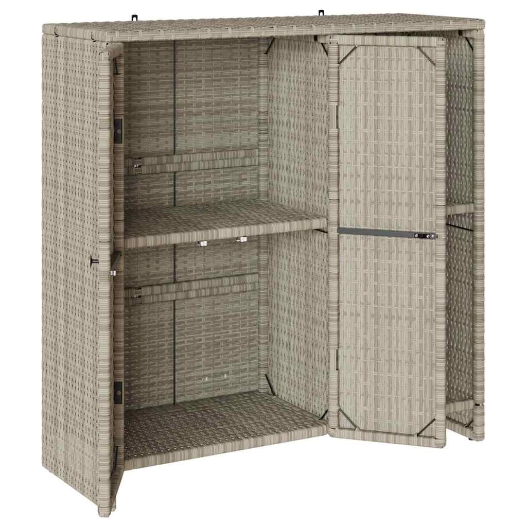 Mobile contenitore rettangolare dal design contemporaneo 100 x 36 x 102 cm con 2 ripiani in rattan grigio chiaro 02_0058058