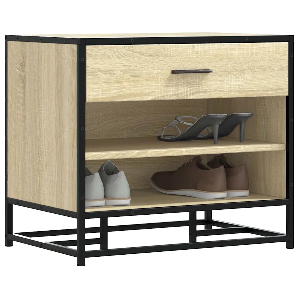 vidaXL Panca Portaoggetti Rovere Sonoma Legno Multistrato e Metallo