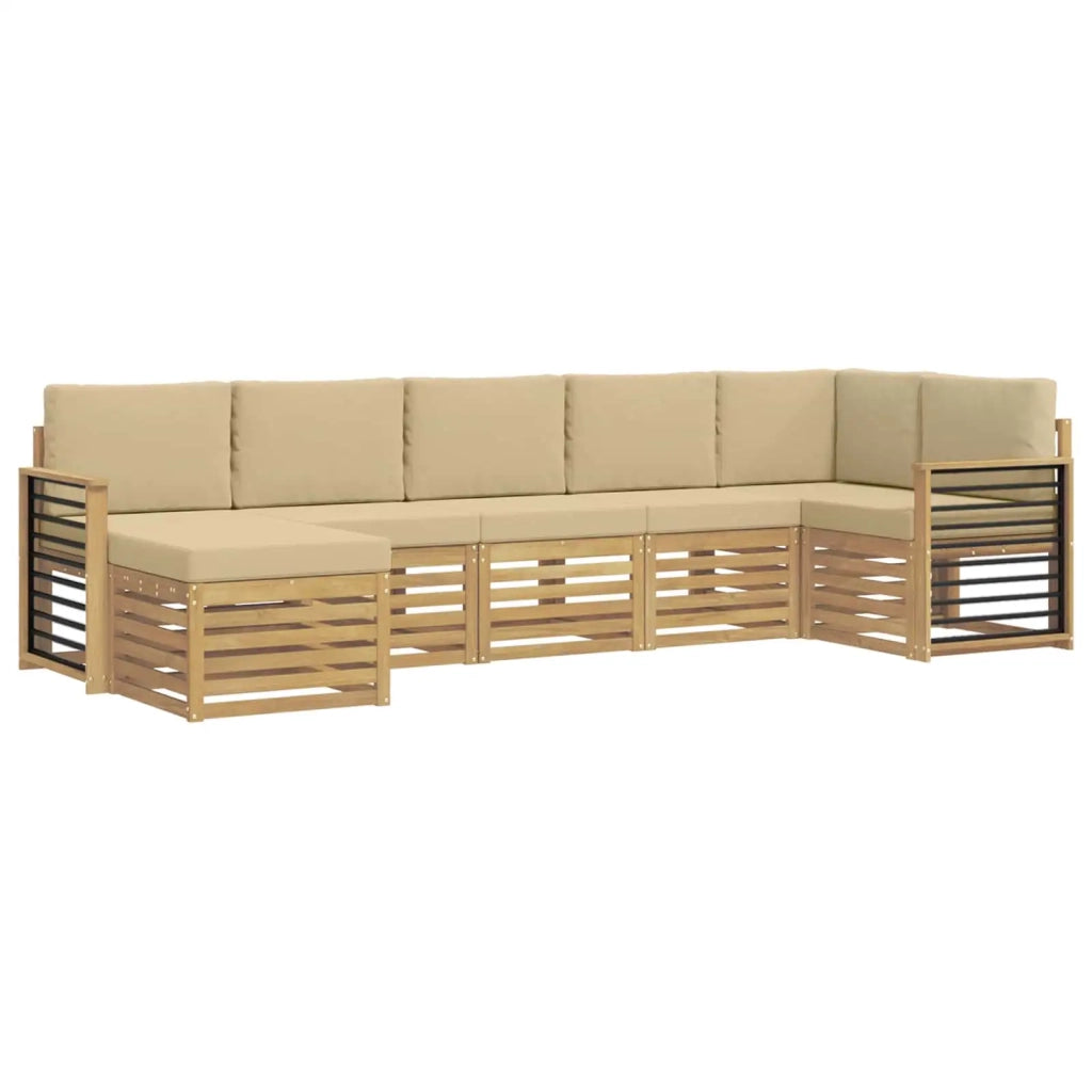 Set di divani da esterno 7 pcs Bianco e Beige