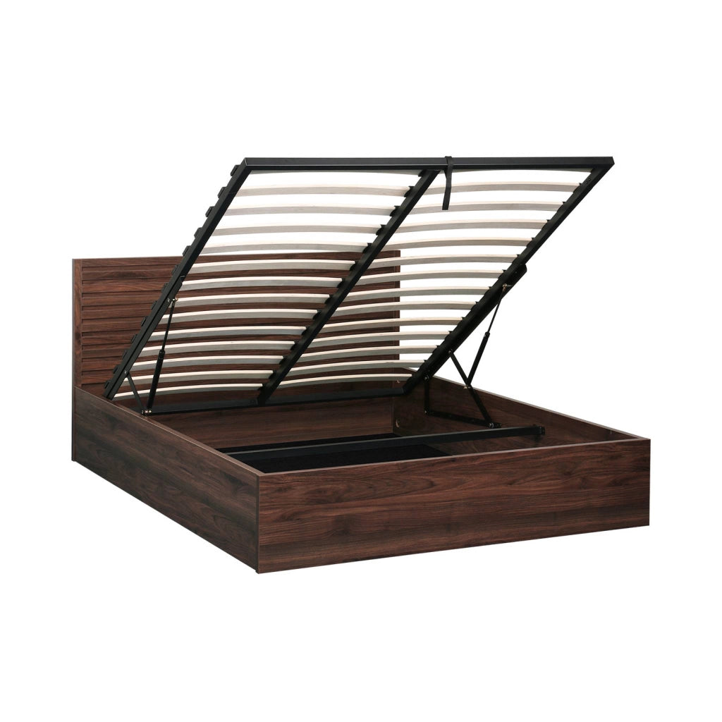 Letto contenitore con rete a doghe e testiera 140x190cm decorazione