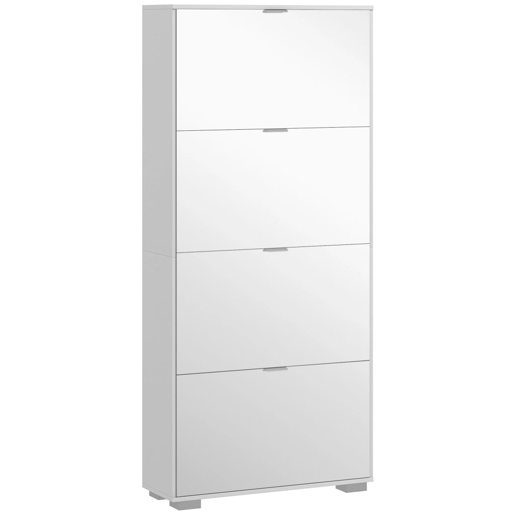 Scarpiera con Specchio e Cassetti ¨C Zephmum ¨C Bianco 76x26x178cm