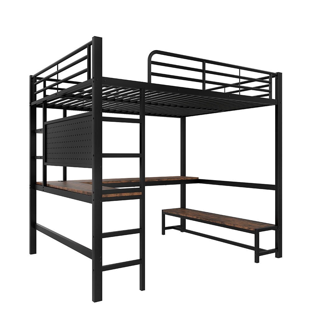 Letto a soppalco - Xylo - 140x200 cm USB LED nero