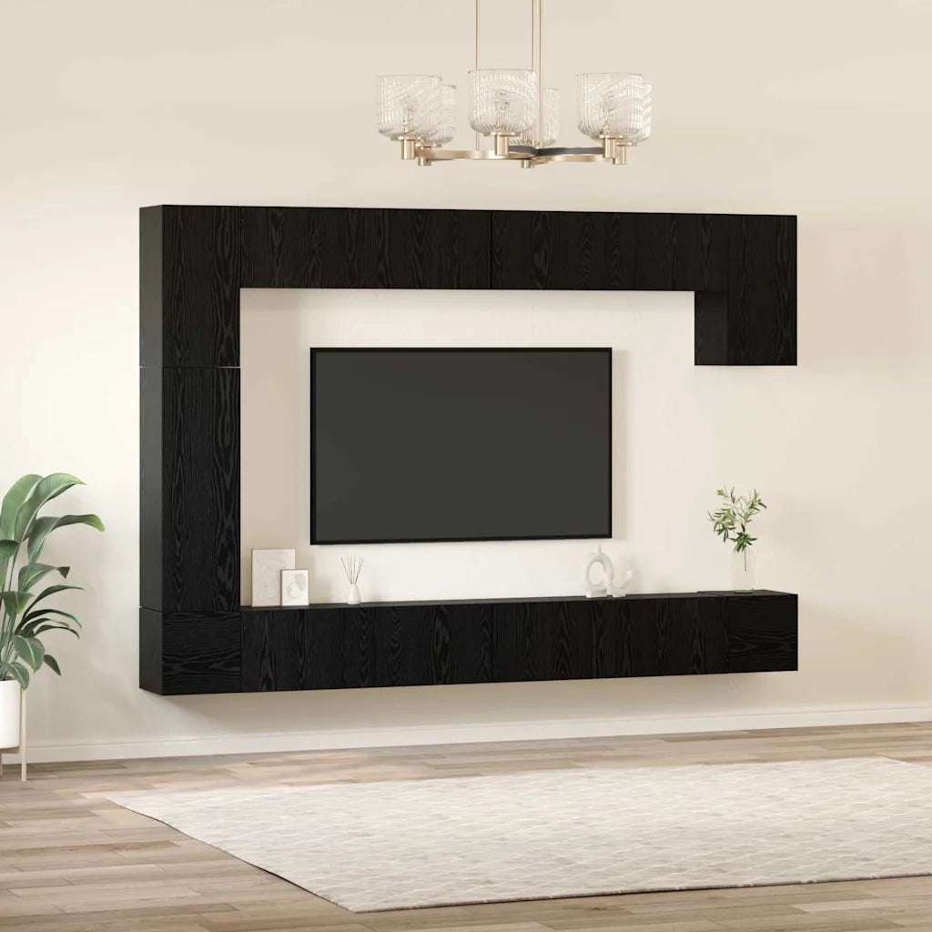 vidaXL Set mobile TV 9 pcs Rovere nero 100 x 30 x 30.5 cm