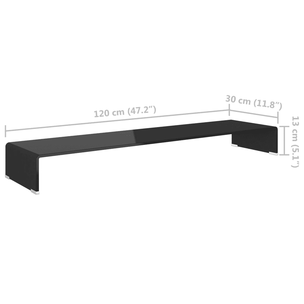 Mobile/Rialzo Porta TV in Vetro Nero 120x30x13 cm cod mxl 33904