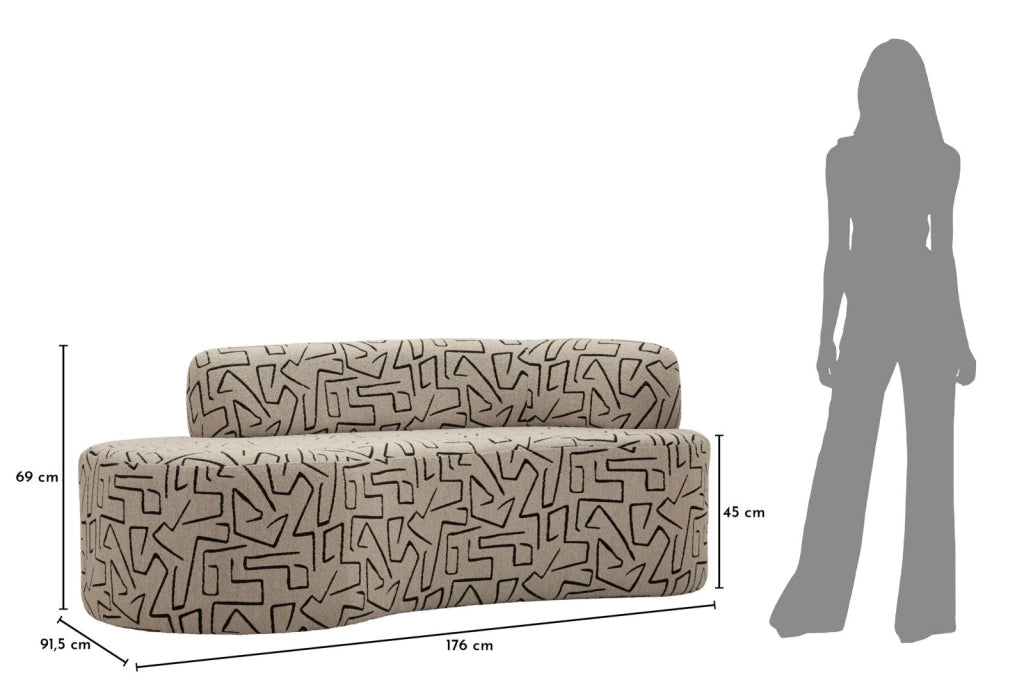 Divanetto Nairobi 176x91,5x69 cm in Compensato e Spugna e Poliestere Multicolor
