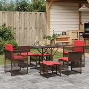Set da pranzo da giardino da 7 pz con Cuscini in Polyrattan Marrone 369015