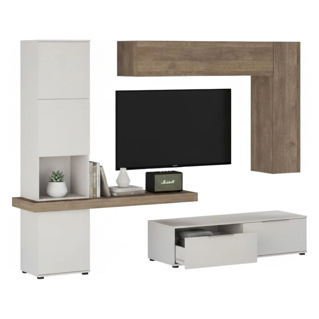Mobile Soggiorno Riccia, Parete Attrezzata Modulabile, Beige
