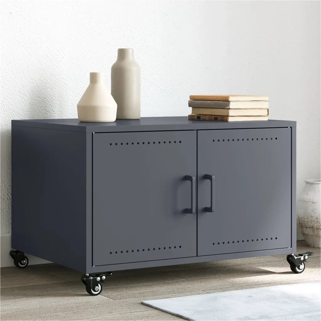 vidaXL Tavolino Antracite 68x50x43,5 cm in Acciaio Laminato a Freddo