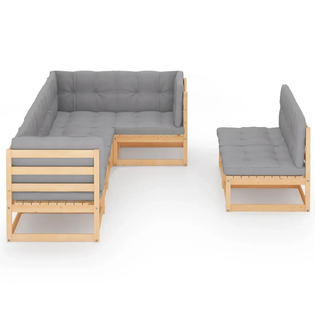 Set Divani da Giardino 7 pz con Cuscini Legno Massello di Pino cod mxl 54108
