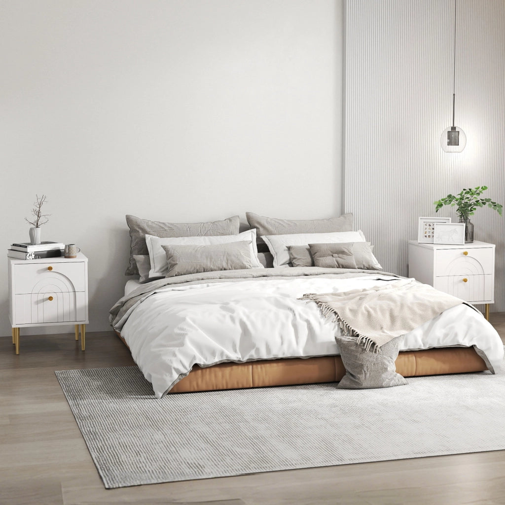 Comodino con cassetto ¨C zephmum ¨C bianco, acciaio, 40x35x50 cm