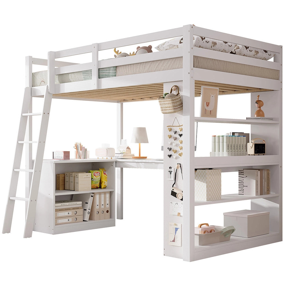 Letto a castello - Xylo - 90x200 cm contenitori feltro bianco