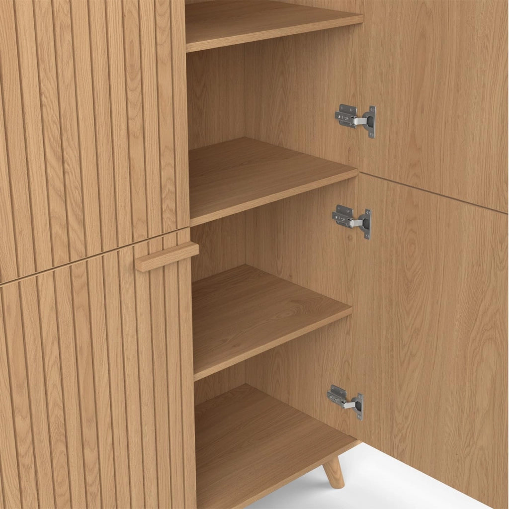 JULIETTE Contenitore a 4 ante in rovere con doghe in legno