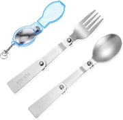 Set di forchette da tavola pieghevoli - 2 pezzi - set di forchette - acciaio inossidabile - leggero - duraturo - inclusa scatola di conservazione - set di utensili da tavola