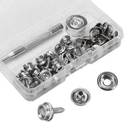 Set di 62 chiodi a molla, chiodi a molla per tela, chiodi metallici, viti per tela, chiodo a molla per tela, acciaio inossidabile con 2 strumenti di fissaggio per vele, barche, mobili, tela, teli auto...