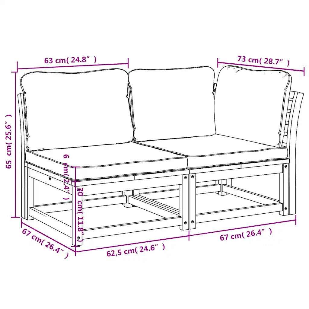 Set Salotto da Giardino 2 pz con Cuscini Legno Massello Acacia 366492