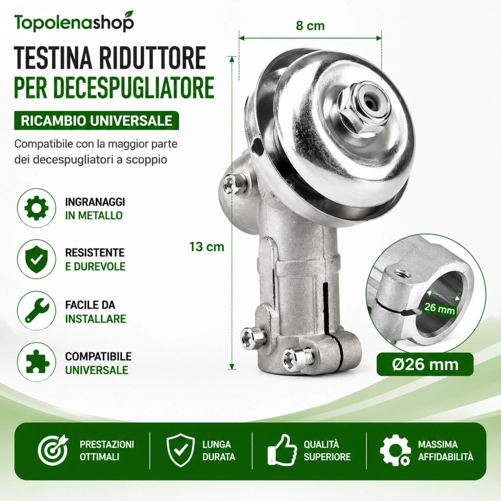 Coppia Conica Decespugliatore Ø26 mm 9 Denti Testina di Ricambio Universale