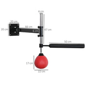 SPEED BAG A PARETE PER BOXE E MMA AD ALTEZZA REGOLABILE CON ASTA ACCIAIO E PU 79X72X20 CM ROSSO