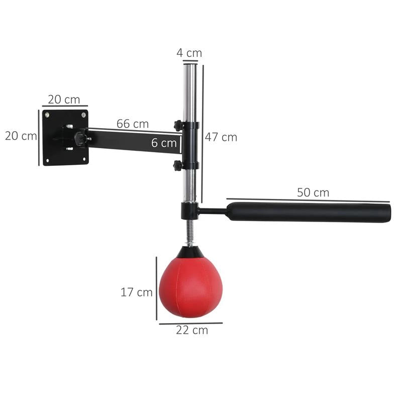SPEED BAG A PARETE PER BOXE E MMA AD ALTEZZA REGOLABILE CON ASTA ACCIAIO E PU 79X72X20 CM ROSSO