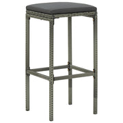 Sgabelli da Bar con Cuscini 2 pz Grigi in Polyrattan 313441