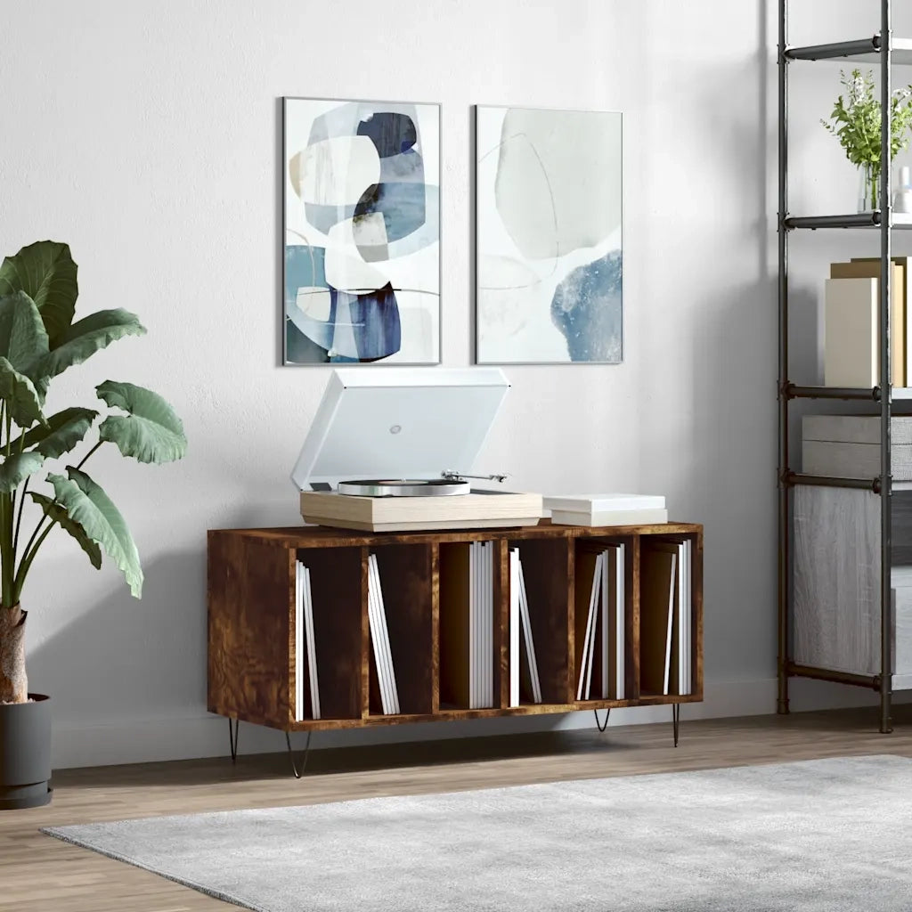 Mobile Porta Dischi Rovere Fumo 100x38x48 cm Legno Multistrato CFW7828511