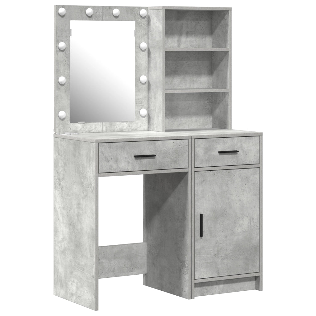 Set da toeletta 2 pezzi con LED Grigio cemento in legno ingegnerizzato