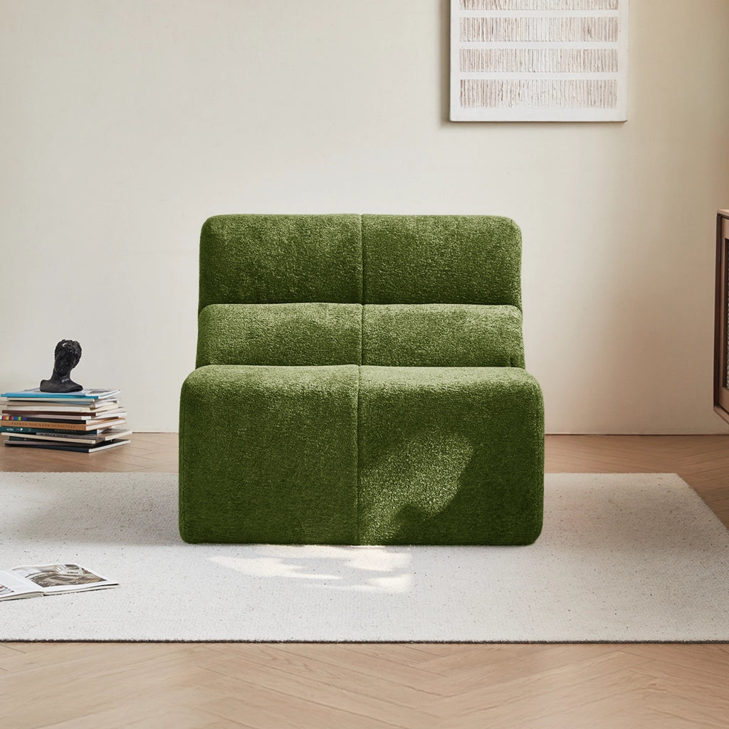 Poltrona in velluto con schiuma ad alta densità design ergonomico senza montaggio per soggiorno e ufficio verde