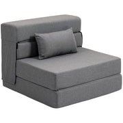 Poltrona letto pieghevole con cuscino ¨C zephmum ¨C grigio, imbottito