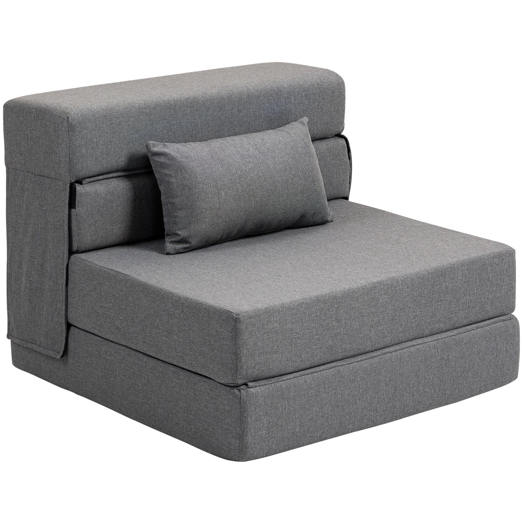 Poltrona letto pieghevole con cuscino ¨C zephmum ¨C grigio, imbottito