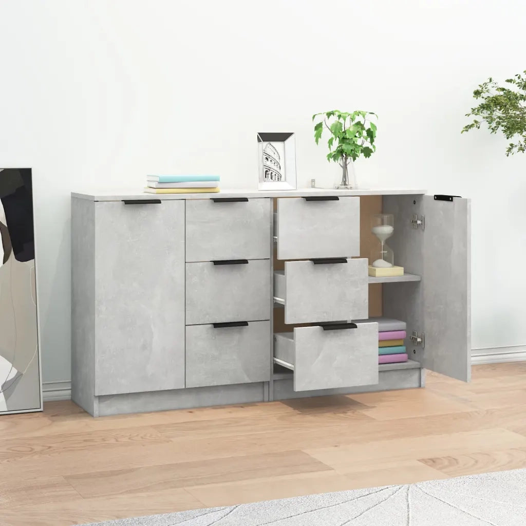 Credenze 2 pz | Madia | Buffet da pranzo | Armadio da pranzo Grigio Cemento 60x30x70 cm in Legno Multistrato