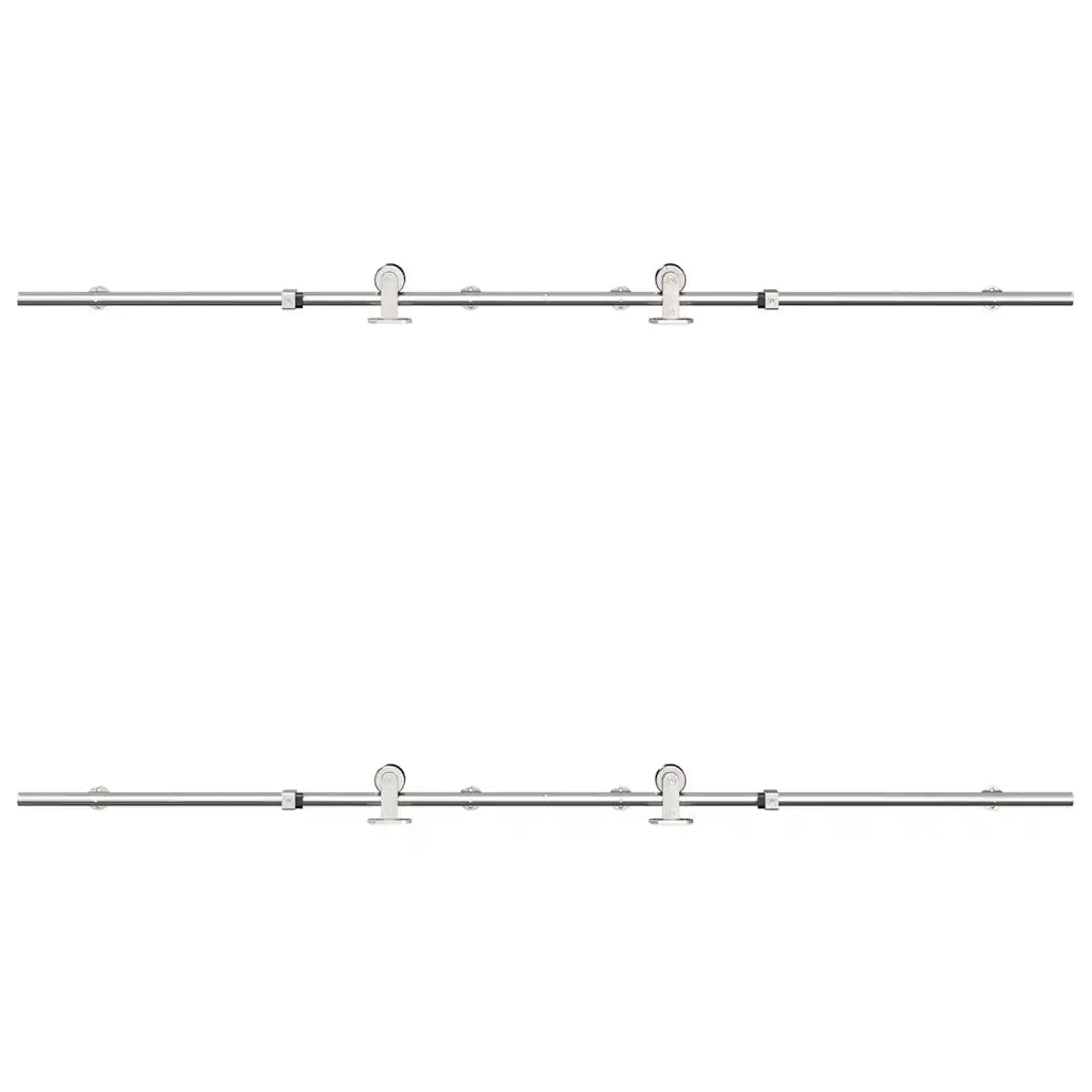 Kit Binari Porta Scorrevole 183 cm Acciaio Inossidabile Argento 3295763
