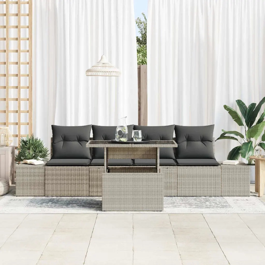 Set Divano da Giardino 5 pcs Grigio chiaro e grigio scuro