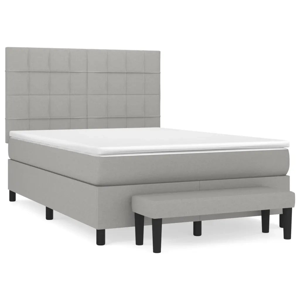 Giroletto a Molle con Materasso Grigio Chiaro 140x200cm Tessuto cod mxl 37311