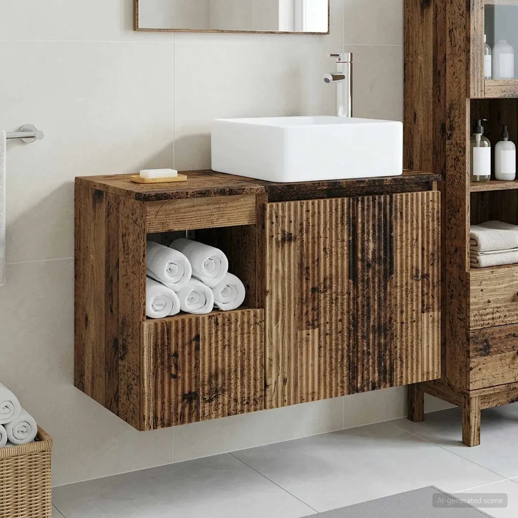 Set di mobili per il bagno 2 pz Legno antico 3404072