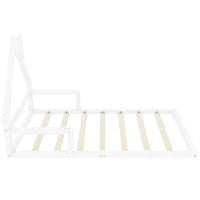 Letto Montessori a Forma di Casetta con Doghe in Legno, Letto per Cameretta per Bambini 4+ Anni, Senza Materasso, 90x200 cm, Bianco