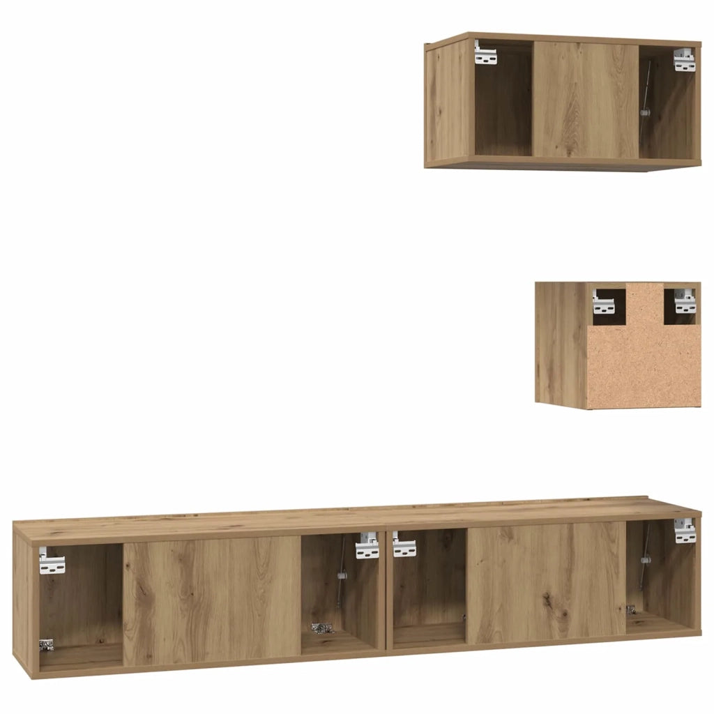 Set mobile TV 3 pz | Armadietto TV | Mobile Porta TV Rovere artigianale Legno multistrato