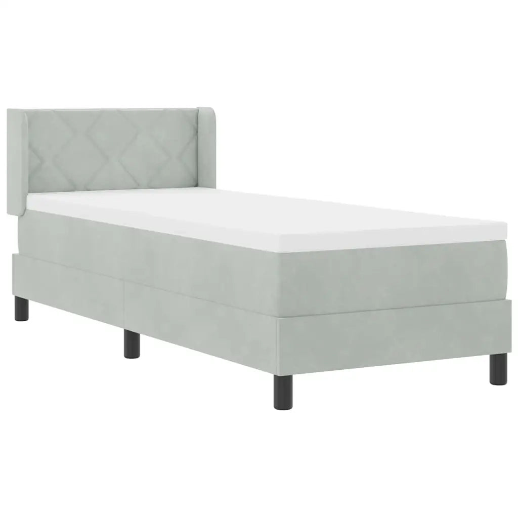 Letto a molle con testiera Grigio chiaro 200 x 80 cm Velluto 3341492