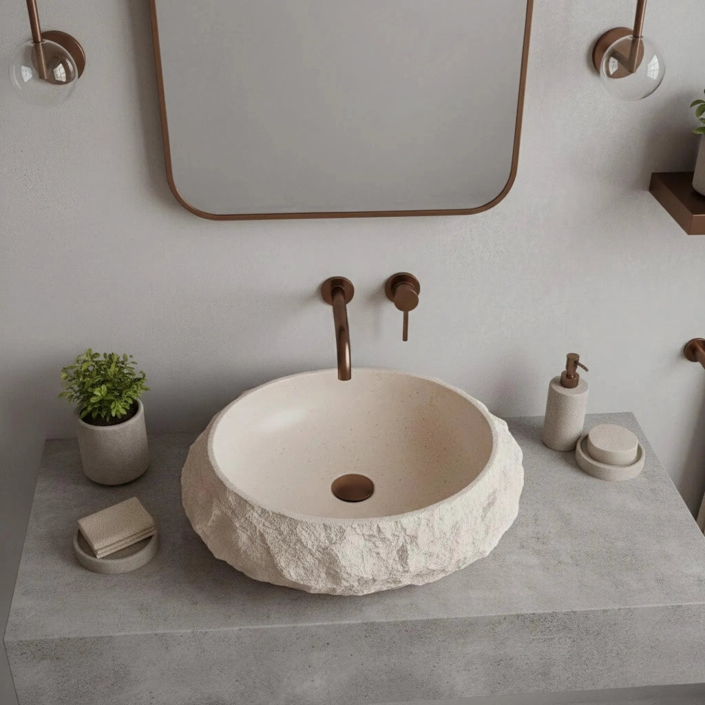 Lavabo Da Appoggio Rea Mika Warm Beige