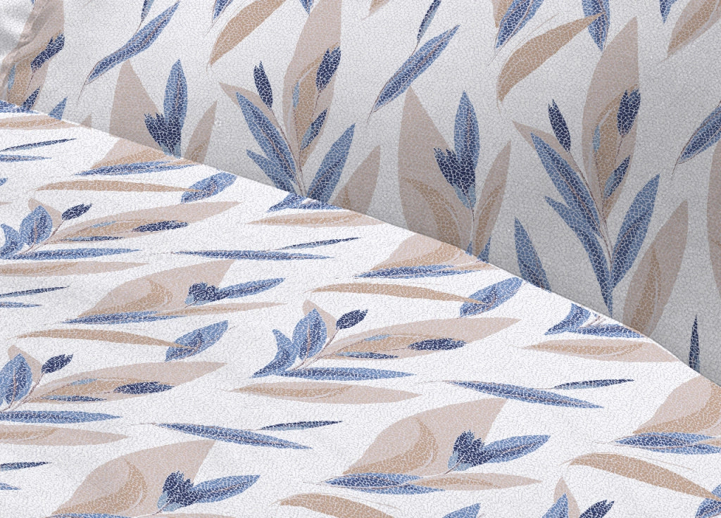 Completo Lenzuola Letto 100% Cotone Italy 3027 Disegno Tulipani - Piazza E Mezza - Blu