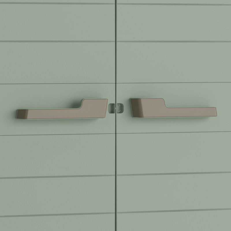 Armadio portascope da esterno in resina 80x44x182 cm - Impermeabile IPX3 Resistente UV - 8 ripiani - Grigio/Verde riciclato - Planet Outdoor Multispace - Keter