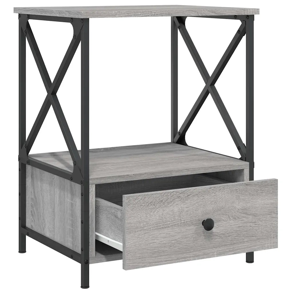 Comodini 2 pz-Set di 2 Tavolino da notte Grigio Sonoma 50x41x65 cm in Legno Multistrato