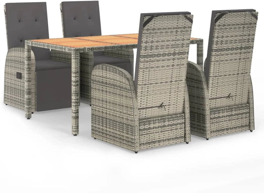 Set da pranzo da giardino 5 pezzi, set tavolo e sedie da giardino, set per terrazza, mobili da giardino, mobili da giardino, set da giardino con terrazza esterna, con cuscini in rattan