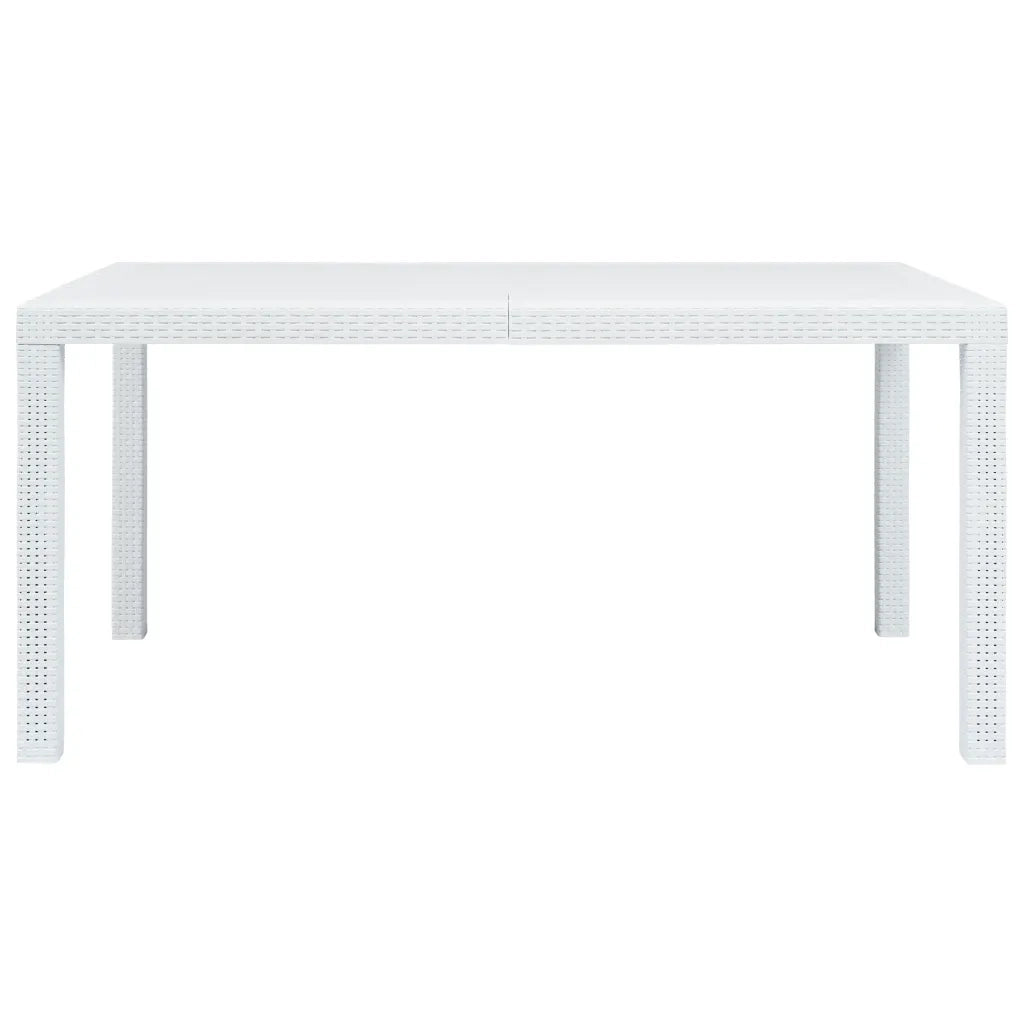Tavolo da Giardino Bianco 150x90x72 cm in Plastica Stile Rattan 45604