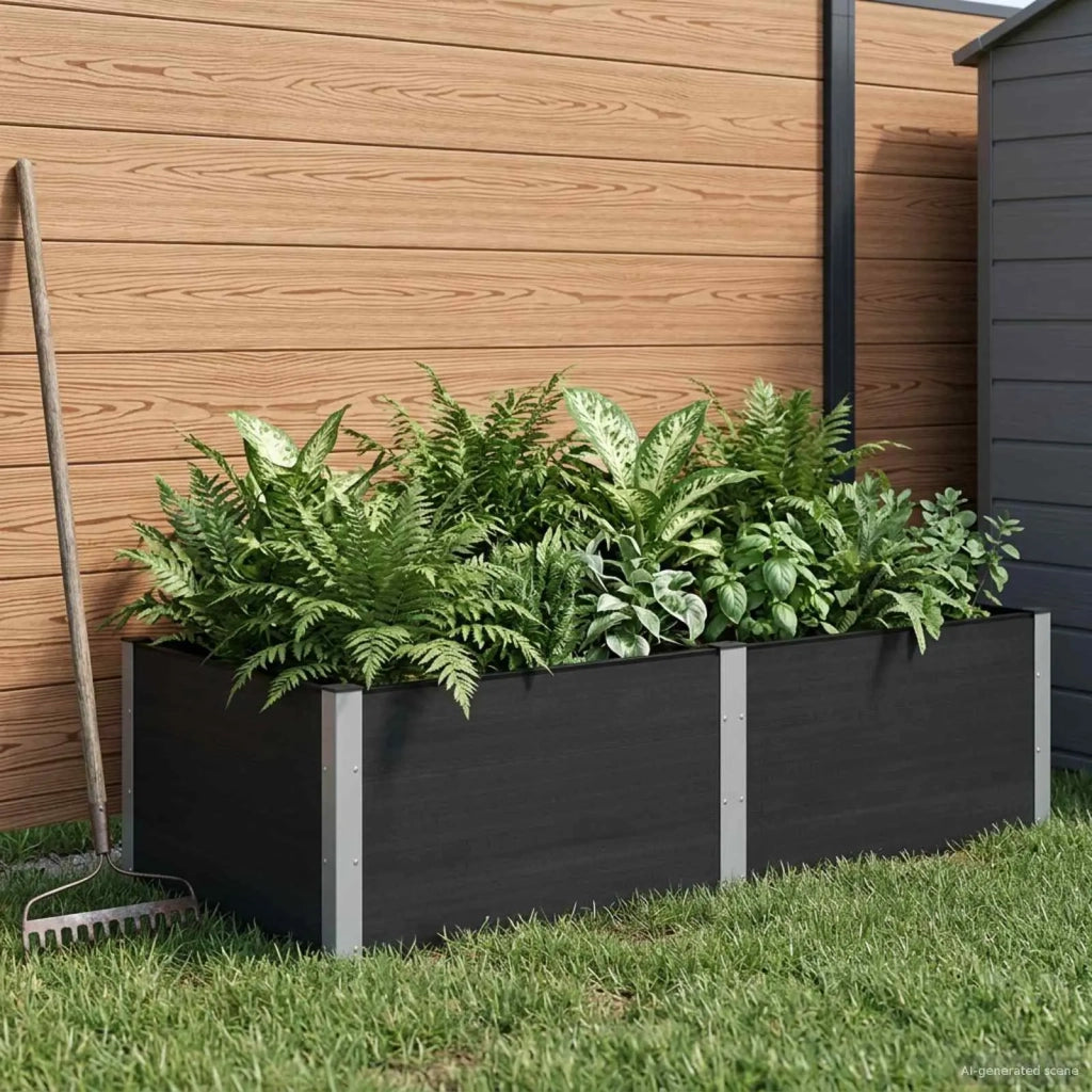 Letto rialzato da giardino Nero 200 x 100 x 54 cm alluminio 42038986