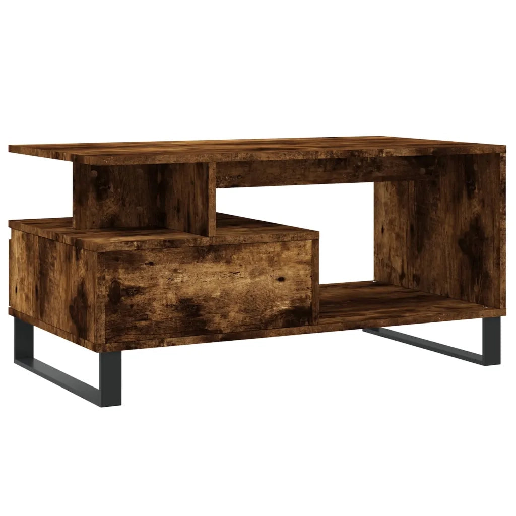 Tavolino da Salotto-Tavolino da soggiorno-Tavolo Rovere Fumo 90x49x45 cm Legno Multistrato 531881
