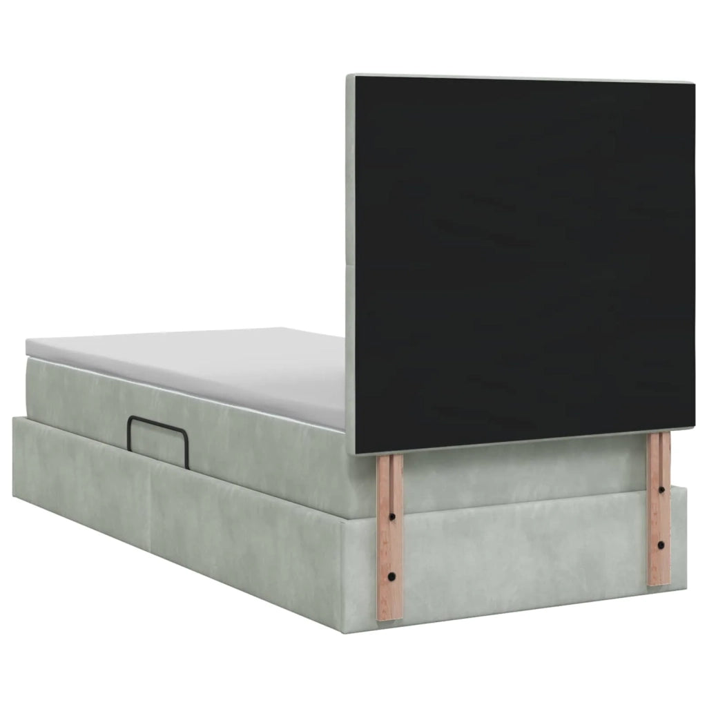 Letto con contenitore e materasso Grigio Chiaro 100 x 200 cm 3459729